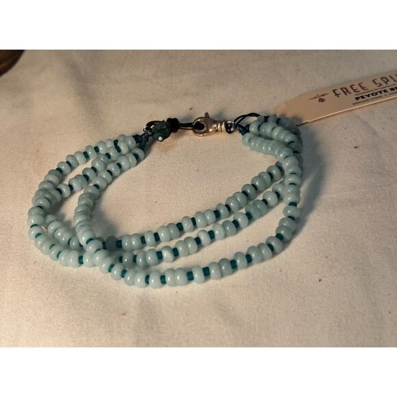 Peyote Bird 3 Strand Blue Peruvian Opal Rondelle Gemstones 7.5" Bracelet NWT - Picture 8 of 9